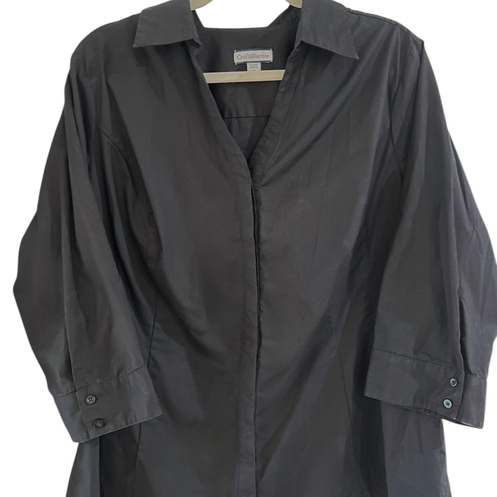 Croft&Barrow 1X Black Button-Up Shirt